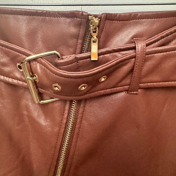 Rachel Zoe Faux Leather Mini Skirt Brown - Picture 6 of 8